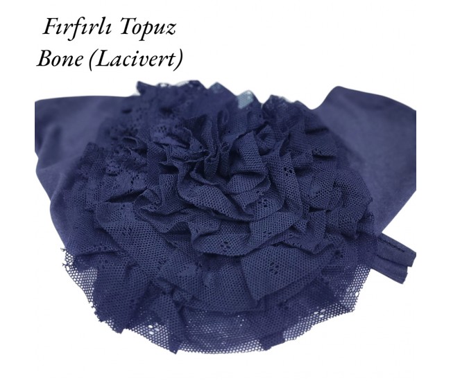 FIRFIRLI TOPUZ BONESİ DİKİŞLİ LACİVERT FIRFIRLI TOPUZ BONESİ DİKİŞLİ LACİVERT