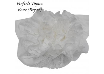 FIRFIRLI TOPUZ BONESİ DİKİŞLİ BEYAZ