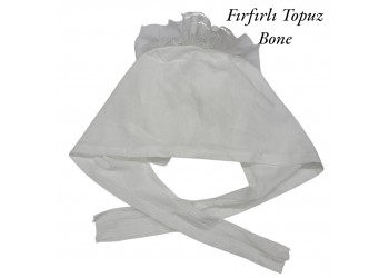 FIRFIRLI TOPUZ BONESİ DİKİŞLİ BEYAZ