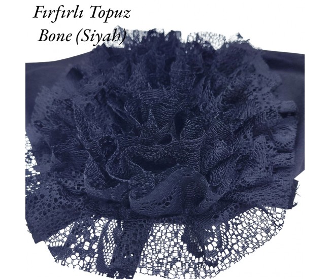 FIRFIRLI TOPUZ BONESİ DİKİŞLİ SİYAH FIRFIRLI TOPUZ BONESİ DİKİŞLİ SİYAH