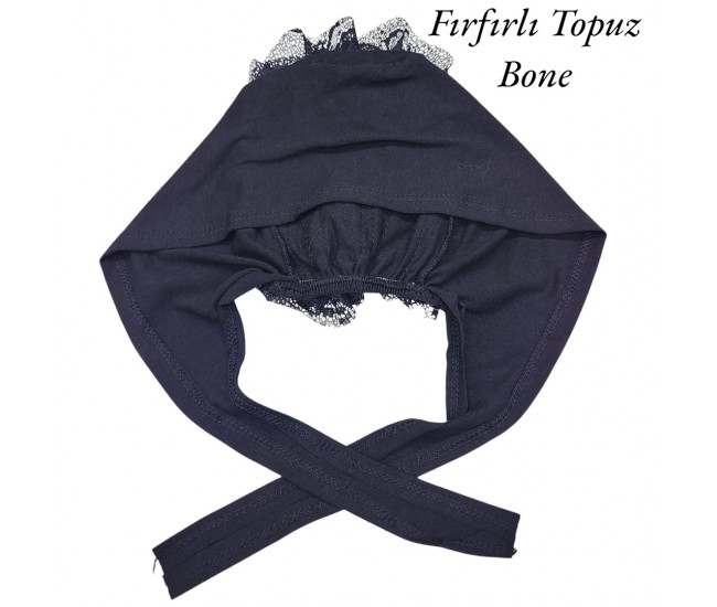 FIRFIRLI TOPUZ BONESİ DİKİŞLİ SİYAH FIRFIRLI TOPUZ BONESİ DİKİŞLİ SİYAH