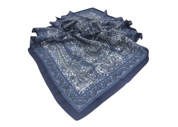 SOFT EŞARP ETRO DESEN SİYAH-MAVİ