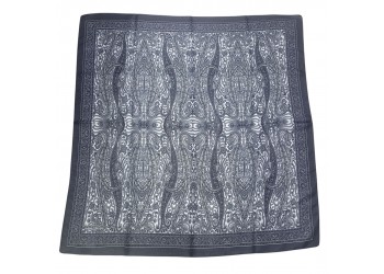 SOFT EŞARP ETRO DESEN SİYAH-MAVİ