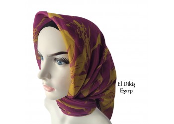 Natura El Dikişi Eşarp – Gece Çiçeği Desen