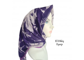 Natura El Dikişi Eşarp – Gece Çiçeği Desen