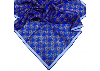 Soft Eşarp Sümbül Desen Saks