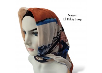 Natura El Dikişi Eşarp – Üçgen Ritim Desen