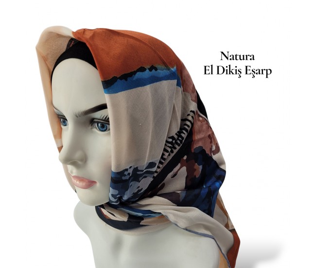Natura El Dikişi Eşarp – Üçgen Ritim Desen Natura El Dikişi Eşarp – Üçgen Ritim Desen