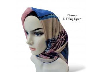 Natura El Dikişi Eşarp – Üçgen Ritim Desen