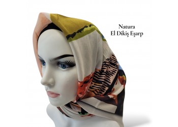 Natura El Dikişi Eşarp – Üçgen Ritim Desen