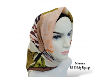 Natura El Dikişi Eşarp – Üçgen Ritim Desen