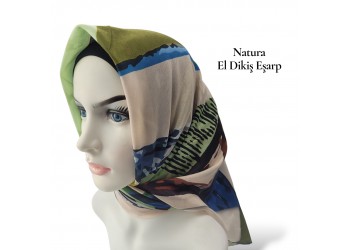Natura El Dikişi Eşarp – Üçgen Ritim Desen