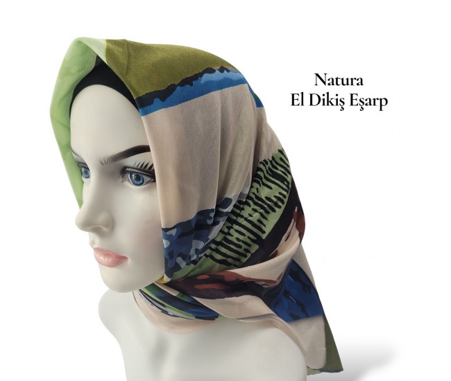Natura El Dikişi Eşarp – Üçgen Ritim Desen