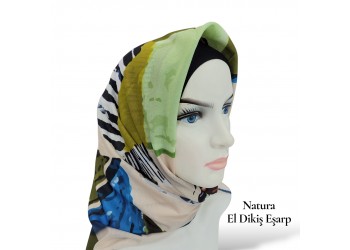 Natura El Dikişi Eşarp – Üçgen Ritim Desen