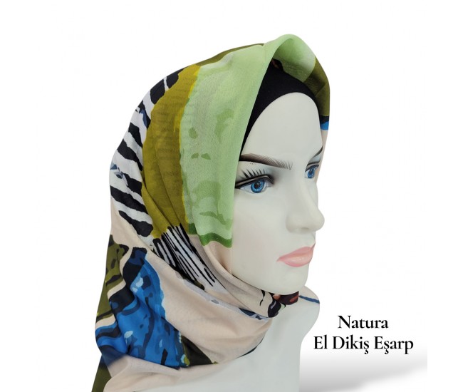 Natura El Dikişi Eşarp – Üçgen Ritim Desen