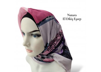 Natura El Dikişi Eşarp – Üçgen Ritim Desen