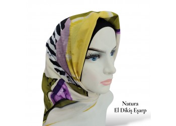 Natura El Dikişi Eşarp – Üçgen Ritim Desen