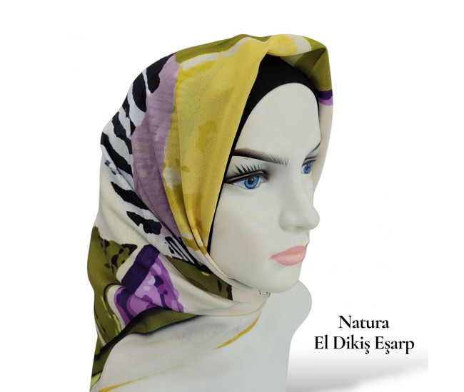 Natura El Dikişi Eşarp – Üçgen Ritim Desen Natura El Dikişi Eşarp – Üçgen Ritim Desen