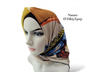 Natura El Dikişi Eşarp – Üçgen Ritim Desen
