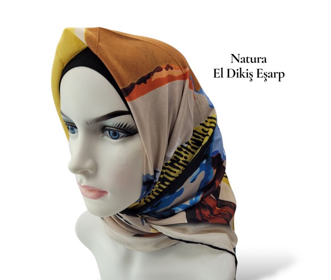 Natura El Dikişi Eşarp – Üçgen Ritim Desen Natura El Dikişi Eşarp – Üçgen Ritim Desen