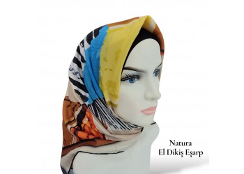 Natura El Dikişi Eşarp – Üçgen Ritim Desen
