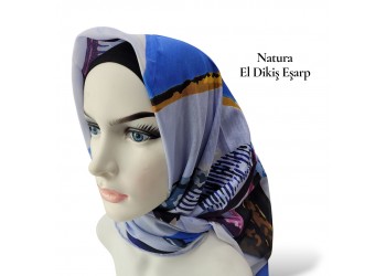 Natura El Dikişi Eşarp – Üçgen Ritim Desen