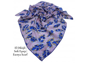 Natura Cotton Eşarp – Otantik Yaprak Desen (El Dikişi)