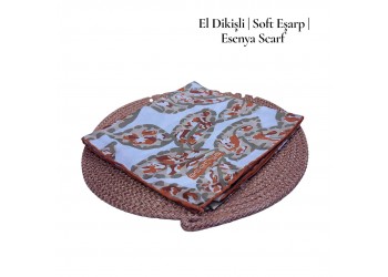 Natura Cotton Eşarp – Otantik Yaprak Desen (El Dikişi)