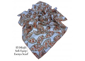 Natura Cotton Eşarp – Otantik Yaprak Desen (El Dikişi)