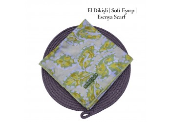 Natura Cotton Eşarp – Otantik Yaprak Desen (El Dikişi)