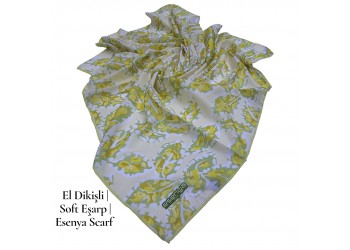 Natura Cotton Eşarp – Otantik Yaprak Desen (El Dikişi)