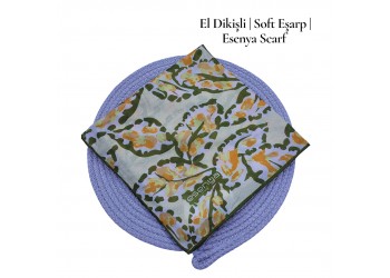 Natura Cotton Eşarp – Otantik Yaprak Desen (El Dikişi)