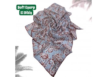 Natura Cotton Eşarp – Anadolu Esintisi Desen (El Dikişi)