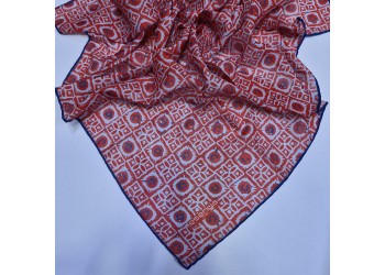 Soft Eşarp Etnik Desen KIRMIZI