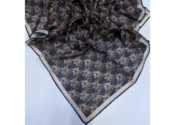 Soft Eşarp Sümbül Desen Siyah Kahve
