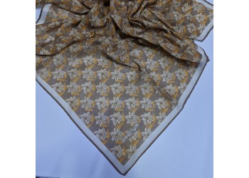 Soft Eşarp Sümbül Desen Kahve