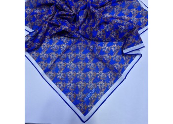 Soft Eşarp Sümbül Desen Saks